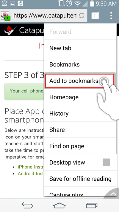 Tap on 'Add to bookmarks.'